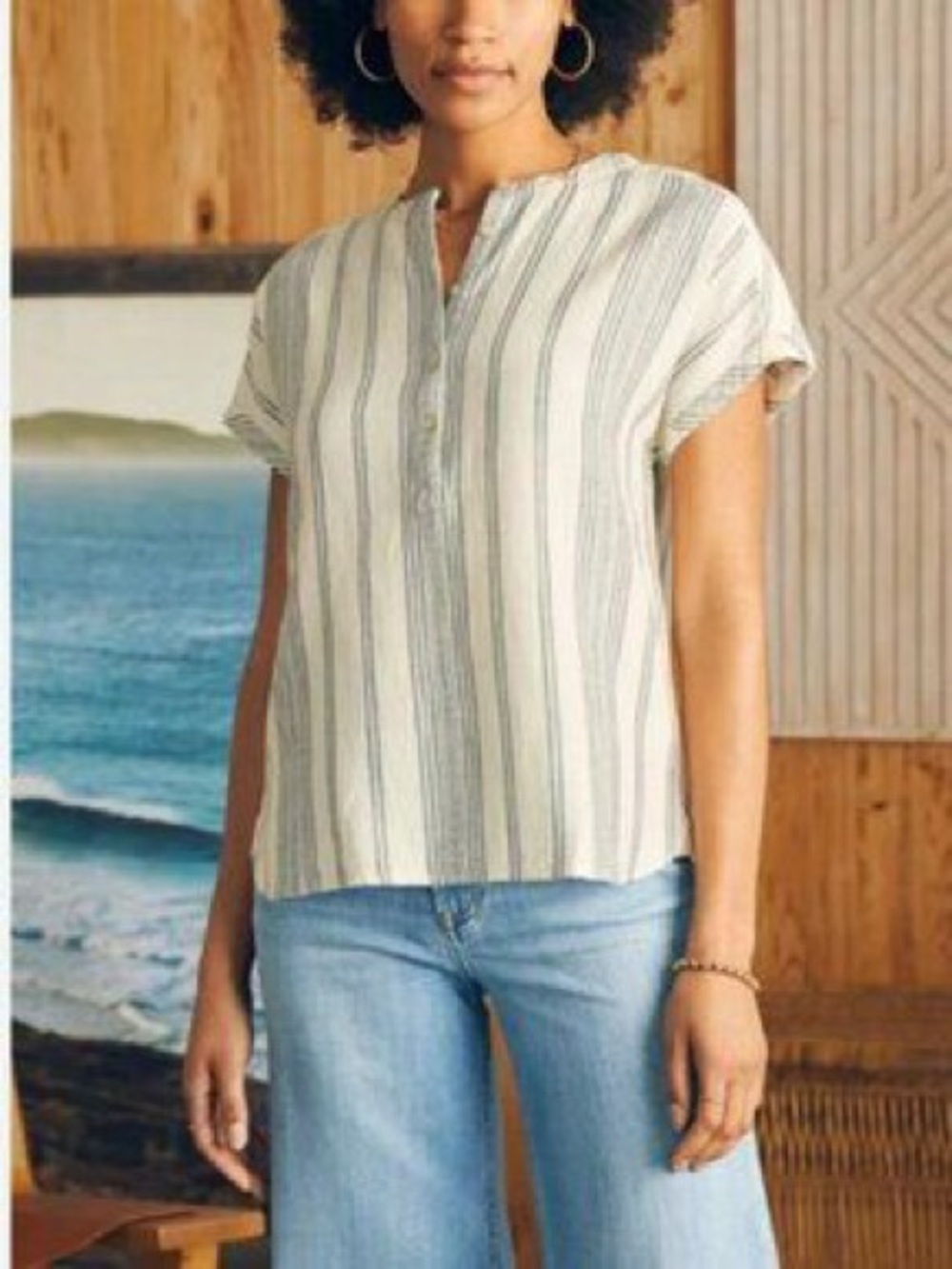 Faherty Dream Cotton Gauze Desmond Top